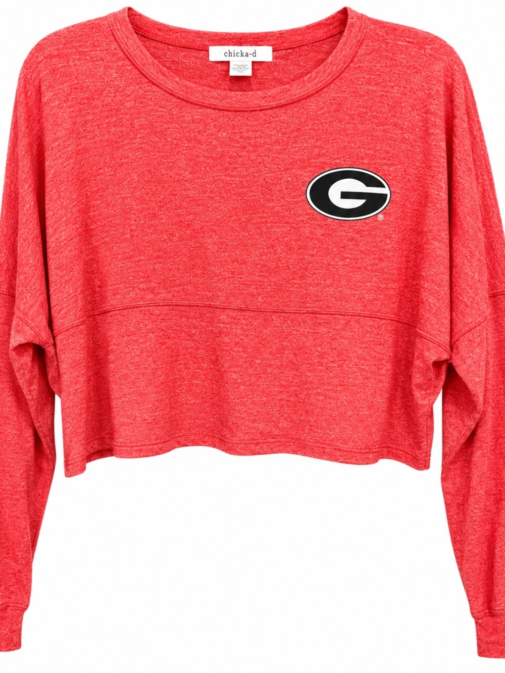 Chicka-d Georgia Bulldogs Cropped Long Sleeve Sweatshirt Red Heather